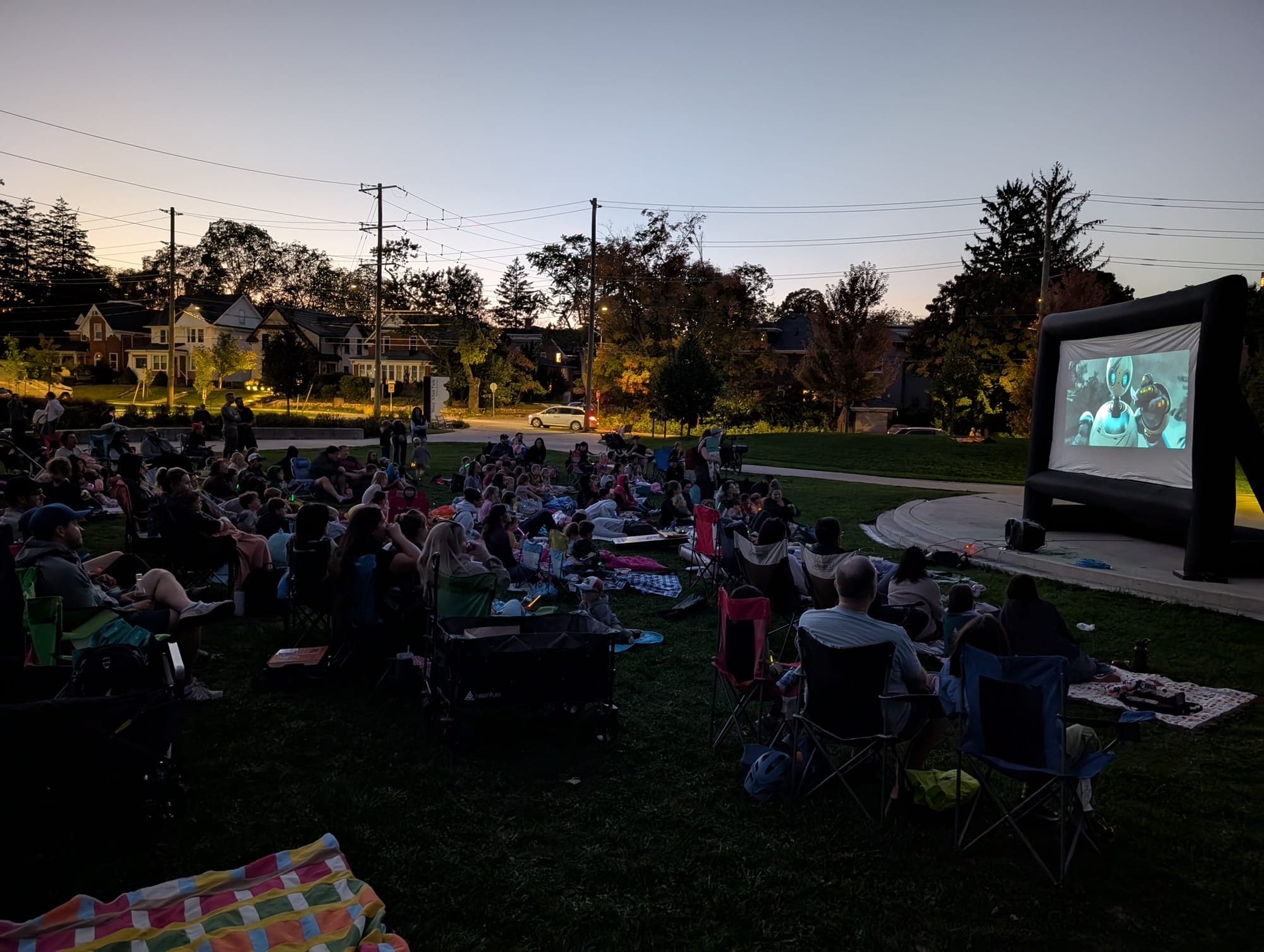 A movie night screening at Mary Allen Park